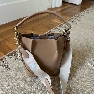 Zara Topstitched Mini Bucket Bag